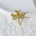 Exquisite goldene Libelle Anhänger mit Zirkonflügeln und roten Edelsteinaugen - Goldenes Libellendesign mit roten Augen (4) (Nur Anhänger (ohne Kette))