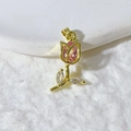 Golden tulip pendant featuring a pink pear-cut crystal and white leaf accents - Gold Tulip Pink Zirconia Style (Without Chain) (6)