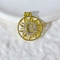 Macro detail of gold-plated sun and moon pendant with shimmering cubic zirconia inlay - Gold Sun Moon Style (3)