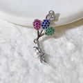 Colgante niña con globos con circonitas rosas, azules y verdes en plata - Estilo Niña Globo Plateado (2)