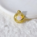 Vergoldeter Planetenanhänger mit schimmerndem Opal und funkelndem Zirkon-Halo - Goldener Opal-Planeten-Stil (11)