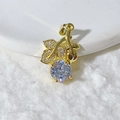 Golden flower vine pendant with zircon leaf insets and polished finish for DIY jewelry - Pavé Zirconia Gold Vine Style (Without Chain) (11)