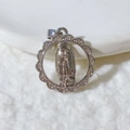Silver Virgin Mary Guadalupe circular pendant with halo of sparkling crystals - Silver Round Virgin Mary Pendant Only (Without Chain) / Silver