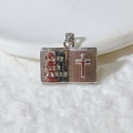 Silver book-shaped locket pendant with cross and Love, Luck, Peace engraving - Silver Bible Book Pendant Only (Without Chain) / Silver