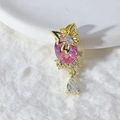 Schmetterling-Anhänger aus Gold mit rosa Zirkon und Kristalltropfen für Schmuck - Schmetterling Rosa Stein Stil (6)