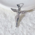 Hip hop silver angel pendant encrusted with sparkling cubic zirconia on white background - Iced Out Silver Angel (1)