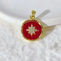 Gold plated cherry red pendant with sparkling star zircon stones for jewelry making - 红色八角星(5)