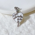 Pendentif cœur vintage avec émail blanc et serpent en argent sterling S925 élégant - Cœur Serpent Blanc Argenté (6)