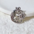 Celestial silver sun and moon pendant with sparkling zircon accents on white background - Personified Sun and Moon Style (1) / Silver