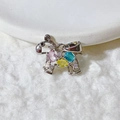 Sparkling silver puppy pendant with colorful zircon stones on white plush background - Silver Colored Stone Dog - Pendant Only (Without Chain) (2) / Silver