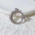 Exquisite gold-plated copper moon and star pendant with sparkling cubic zirconia inlay - Full Zirconia Moon and Star Style (2) / Silver