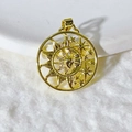 Gold plated sunflower pendant with micro-set cubic zirconia in moon and star design - Gold Star Moon Sun Style (5)