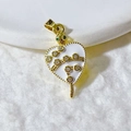 Pendentif cœur serpent vintage doré avec émail blanc et yeux en pierres précieuses - Cœur Serpent Blanc Doré (7)