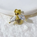Gold bee pendant with black stripes and marquise cut zircon wings for necklaces - Hollow Gold Bee Style (6)