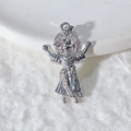 Religious silver saint pendant with sparkling cubic zirconia on white fur background - Silver Religious Figure (3)