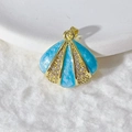 Himmelblauer Emaille-Muschelanhänger mit Vergoldung und Zirkonia für DIY-Schmuck - Azurblauer Muschel-Stil (9)