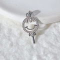 Lollipop pendant in gold plated copper with micro-set zircon and smiling face detail - Silver Smiley Lollipop Style (4)