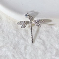 Exquisite silver dragonfly pendant with pavé cubic zirconia on elegant white fabric - Silver Pave Zircon Dragonfly Design (6) (Pendant Only (Without Chain))