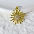 Sunflower sunburst pendant in gold finish with micro-paved cubic zirconia accents - Gold Radiant Sun Style (7)