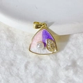 Gold-plated triangle pendant with purple pink texture, pearl and zircon leaf detail - Triangle Artificial Pearl Leaf (8)
