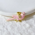 Gold plated bird pendant charm with pink enamel and white zircon inlay for bracelets - Pink Enamel Bird Style (7)