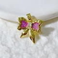 Exquisite 18k gold-plated butterfly pendant with pink glitter and oval cubic zirconia - Gold Vintage Bowknot-Rose Red Glitter(4)