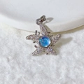 Starfish pendant made of 304 stainless steel with blue stone and white zircon stones - Sea Star Style-Silver (2)