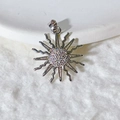 Silver sunburst pendant with white cubic zirconia micro-pave setting and wave rays - Silver Radiant Sun Style (8)