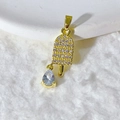 Gold popsicle pendant with micro-pave zircons and a pear-shaped drop crystal accent - 金色冰棒(9)
