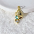 Vergoldeter Schneckenanhänger mit Zirkonia und blauem herzförmigem Edelstein - Schnecken-Herzstein-Stil (11)