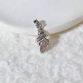 Macro detail of silver ocean conch pendant with white zircon stones on plush background - Conch Spiral Style-Silver (3)
