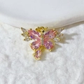 Exquisite gold butterfly pendant with pink marquise zircon and teardrop gemstone charm - Pink Butterfly Gold Base (4)