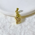 Gold conch shell pendant in 304 stainless steel with pavé set crystals on plush background - Conch Spiral Style-Gold (4)