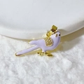 Exquisite gold-plated lavender bird pendant with zircon inlay for necklaces and bracelets - Purple Enamel Bird Style (9)