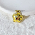 Star-shaped smiley face pendant with yellow enamel and micro-set cubic zirconia - 笑脸星形(10)