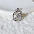 Silver sun and moon pendant with micro-paved cubic zirconia crystals for jewelry making - Silver Moon Large Stone Style (9)