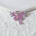 Pink zircon butterfly pendant with teardrop gemstone on silver metal base - Pink Butterfly Silver Base (1)