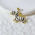 Zebra pendant in gold finish with black and white enamel and sparkling zircon accents - Gold Black & White Enamel Zebra - Pendant Only (Without Chain) (6)