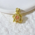 Pendentif tortue vintage doré avec pierre rose octogonale et cristaux étincelants - Tortue Pierre Rose Dorée (11)