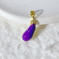 Elegant gold-plated eggplant pendant featuring purple glaze and micro-pave crystals - 紫色茄子(11)
