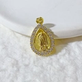 Religiöser goldener Wassertropfen-Anhänger mit Jungfrau Maria und weißen Zirkonia - Goldener Tropfenform Jungfrau Maria Anhänger (ohne Kette) / Gold