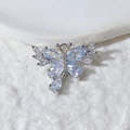 Detailed view of silver butterfly pendant with light blue marquise zircon stones - Light Blue Butterfly Silver Base (3)