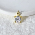 Gold plated turtle pendant featuring a large oval clear zircon for necklace DIY - Gold Turtle with Oval Clear Zirconia (Pendant Only)