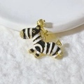 Gold-plated zebra pendant with black and white enamel stripes and micro-set cubic zirconia - Gold Black & White Striped Zebra - Pendant Only (Without Chain) (7)