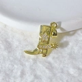 Golden cowboy boot pendant with sparkling zircon star and spur detail hip hop style - Gold Star Cowboy Boot (7)