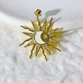 Gold sunflower pendant with crescent moon, star and sparkling cubic zirconia stones - Gold Enamel Star Moon Style (11)