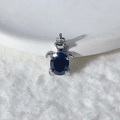 Silver turtle pendant with deep blue oval gemstone and sparkling crystal accents - Silver Turtle with Deep Blue Oval Gemstone (Pendant Only)