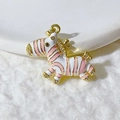 Gold-plated zebra pendant with pink enamel stripes and micro-set cubic zirconia accents - Gold Pink & White Striped Zebra - Pendant Only (Without Chain) (8)
