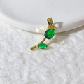Pendentif tulipe doré exquis avec zircons verts et détails en forme de feuilles - Base Dorée Zircon Vert Tendre Tulipe