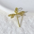 Exquisite gold dragonfly pendant with micro-pave zircon wings on a soft white background - Gold Hollow Dragonfly Design (11) (Pendant Only (Without Chain))
